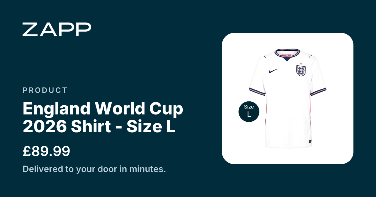 England World Cup 2026 Shirt - Size L | Zapp - Elevate Your