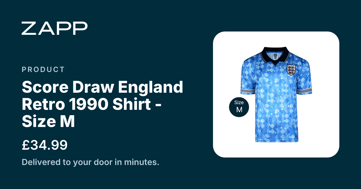 Score Draw England Retro 1990 Shirt - Size M | Zapp - Elevate Your