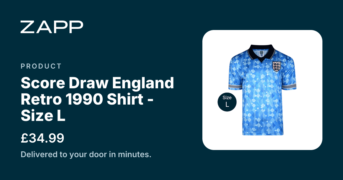Score Draw England Retro 1990 Shirt - Size L | Zapp - Elevate Your