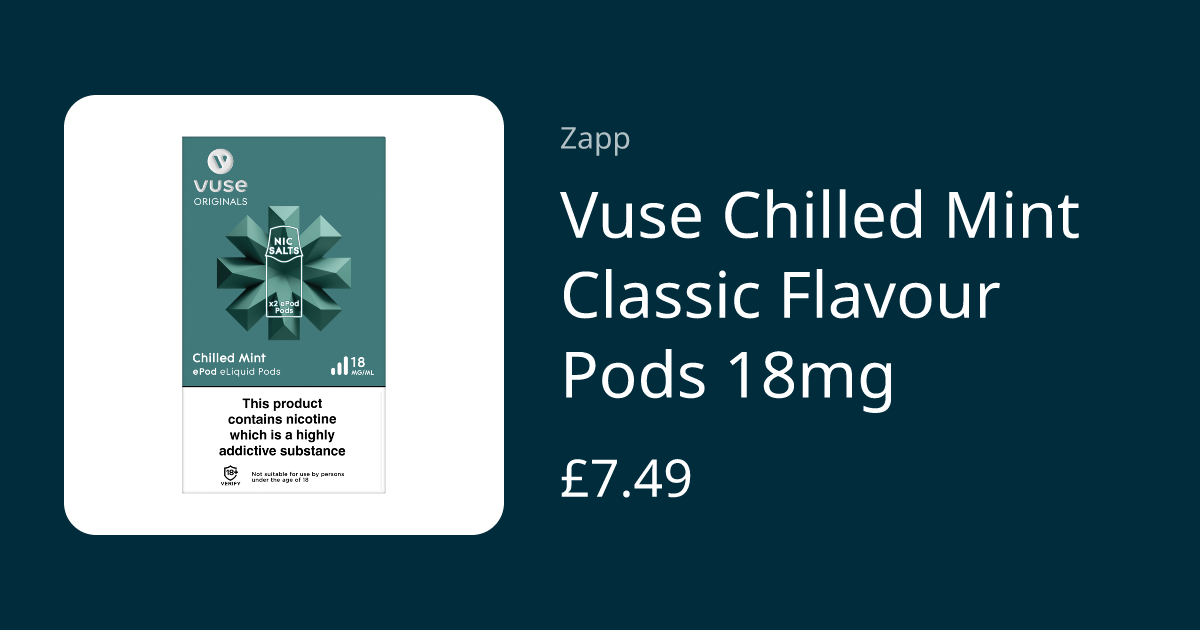 vuse chilled mint pods Vuse Chilled Mint Classic Flavour Pods 18mg | Zapp
